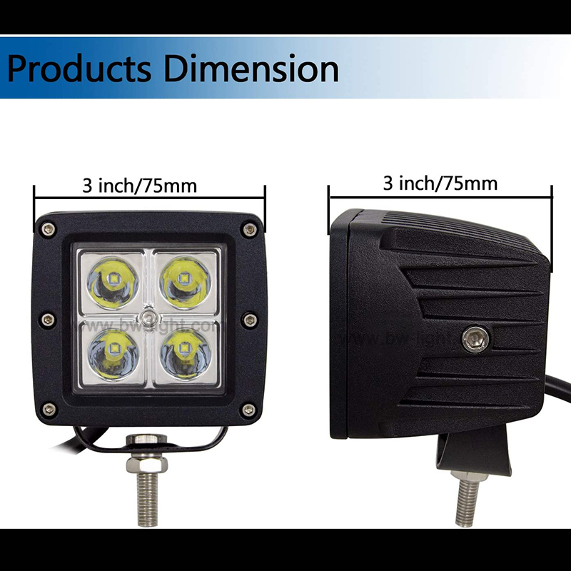 Luz de trabajo LED cuadrada amarilla de 12W