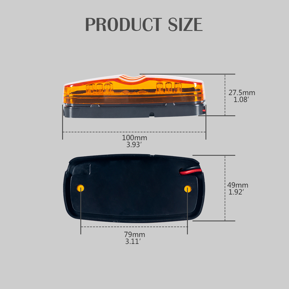 Luz de marcador lateral LED amarilla automotriz para automóviles