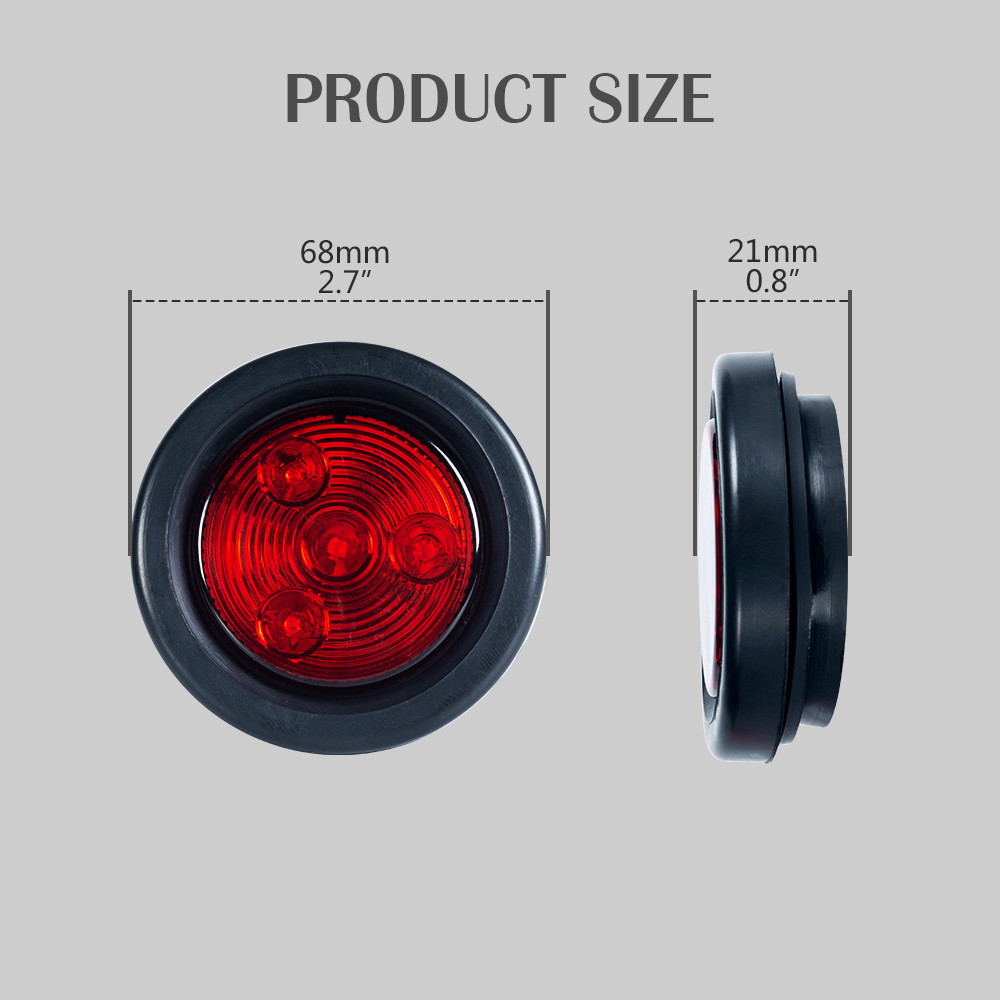 Luces de posición laterales LED redondas rojas / ámbar de 2 "