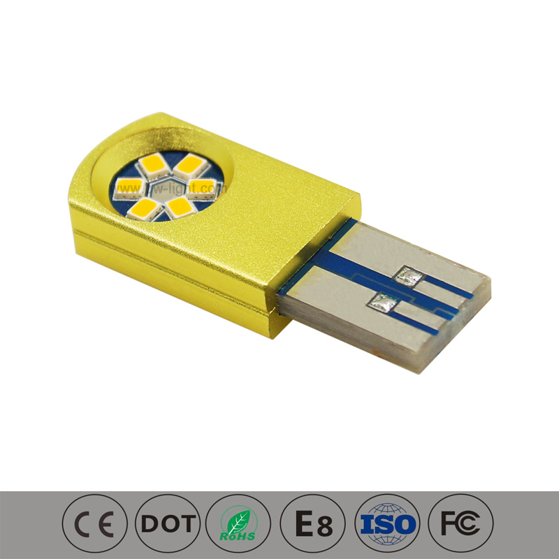 T10 USB LED Amarillo LED LED Interior Bombilla